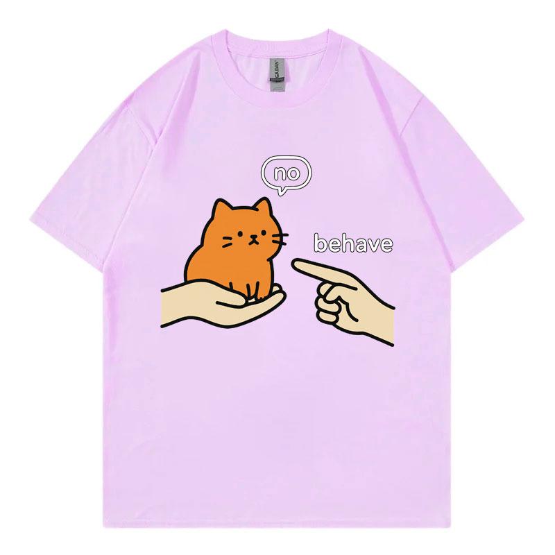 Behave No Orange Cat Meme Funny Tshirts High Quality Cotton Short Sleeve Tshirt Unisex Unisex Casual Fashion Oversized T Shirts