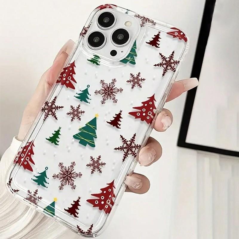 Christmas Graphic Print Clear Phone Case for iPhone 17 Air 16 15 14 13 12 11 Pro Max Cover iPhone Air 16E SE2 7 8 Plus Cartoon Winter Shockproof Cover