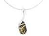 Short Silver Necklace Drop with Green Amber Teardrop Choker 40 Cm