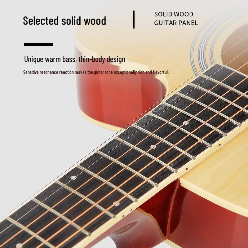 Folk 40-inch Ultra-thin Beginner Guitar for Boys & Girls - All Linden Wood, Polished Finish