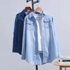 Cămașă pentru femei Topuri din denim Casual buzunare groase Cămașă cu mânecă lungă cu rever cu nasturi