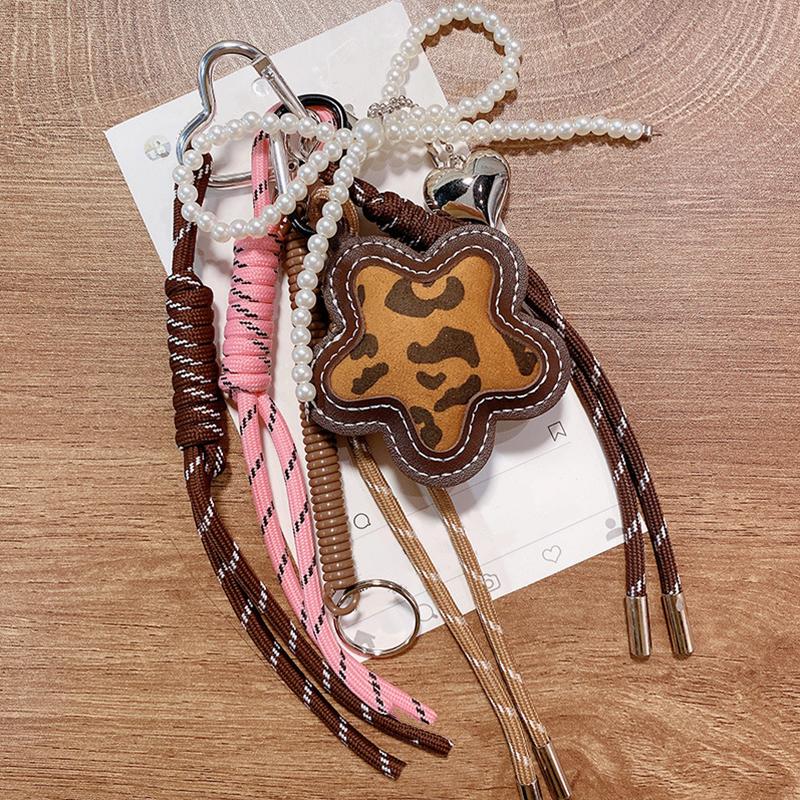 Fashion Starfish Keychain with Cute Balloon Dog Leather Charm Maximalist Braided Rope Bag Ornaments Women's Accessory