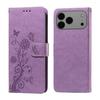 For iPhone 17 Pro Max Leather Case Butterfly Floral Imprint Wallet Stand Cover
