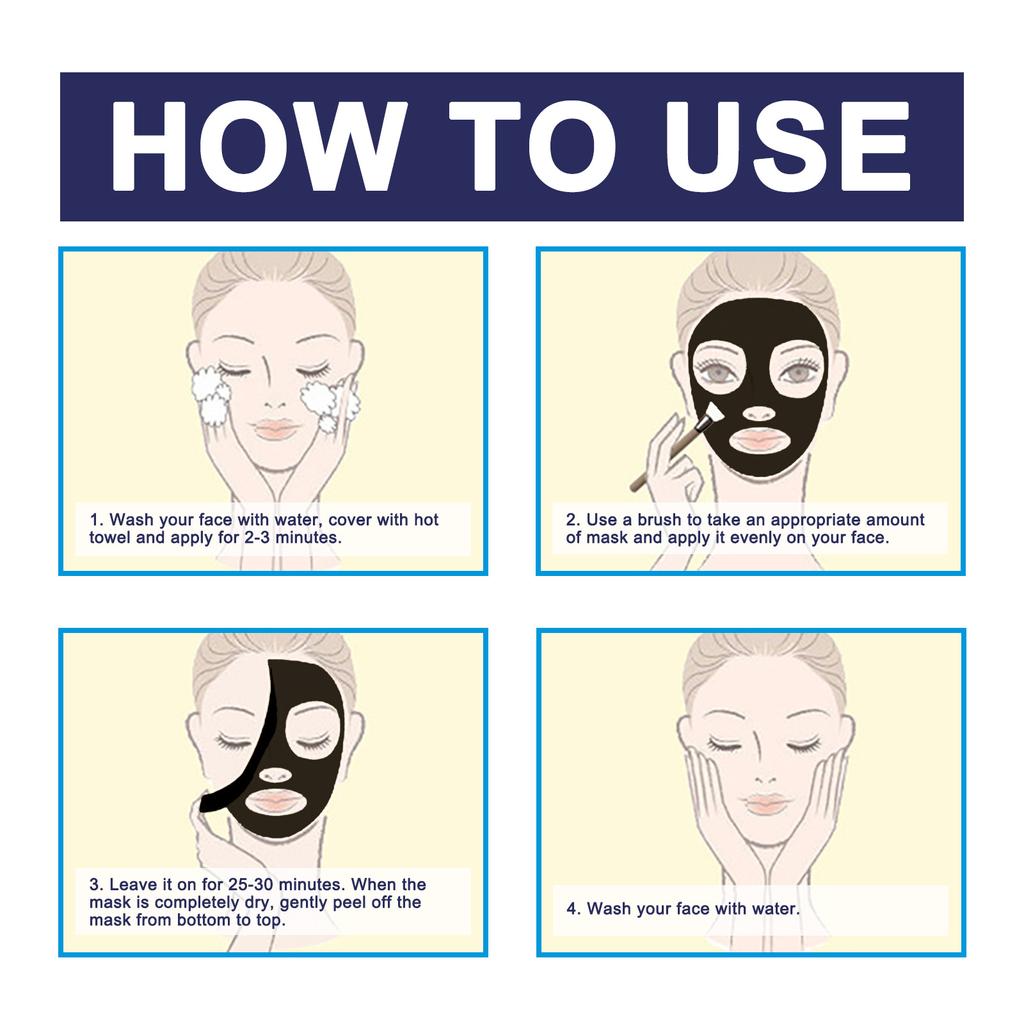 EELHOE Bambusmaske zur Entfernung von Mitessern, schwarze Kohle-Peel-Off-Gesichtsmaske mit Schlamm, Tiefenreinigung, verkleinerte Poren, Anti-Akne-Hautpflege, 100 g