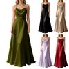 Vestido Largo de Satén sin Mangas con Tirantes Finos Bordados Largo hasta el Suelo Corte Ajustado Vestido de Noche Elegante Vestido para Ocasión Formal