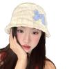 Bow Bucket Caps Lightweight Sunscreen Hat Fashion Seersucker Caps  Female