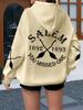 Kadın Oversize Kapüşonlu Sweatshirt Desenli Baskılı Y2K Sokak Giyimi Uzun Kollu Kapüşonlu Üst Günlük Sonbahar Kış Bol Kesim Günlük Kıyafet