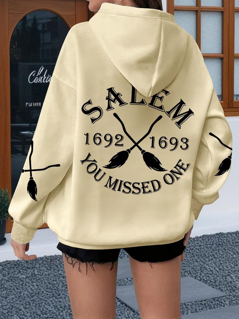 Kadın Oversize Kapüşonlu Sweatshirt Desenli Baskılı Y2K Sokak Giyimi Uzun Kollu Kapüşonlu Üst Günlük Sonbahar Kış Bol Kesim Günlük Kıyafet