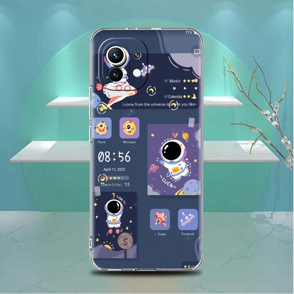 

Прозрачный чехол с рисунком астронавта для Xiaomi Mi Poco X3 NFC M3 Pro F3 F1 11 Lite 12 Note 10 11T 9T, прозрачный чехол для телефона Redmi Note 9S