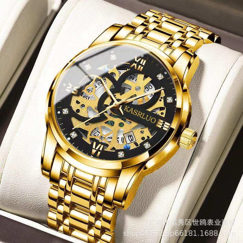 Casaro Automatic Men S Watch Waterproof Calendar Luminous Tourbillon Trend Hollow Design Non-Mechanical