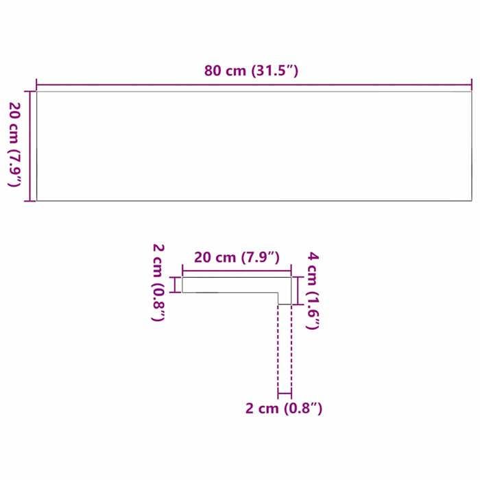 VidaXL Appuis de fenêtre 2 pcs non traité 80x20x2 cm bois chêne massif 4009094