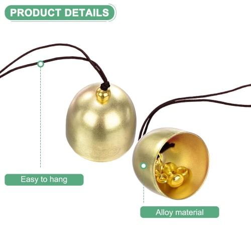 METERXITY 4-Pack Hanging Bells, Small Decorative Bells, Vintage Jingle Bells, Christmas/Home/Window/Door/Garden Decorations, Hanging Bell Pendants, Go