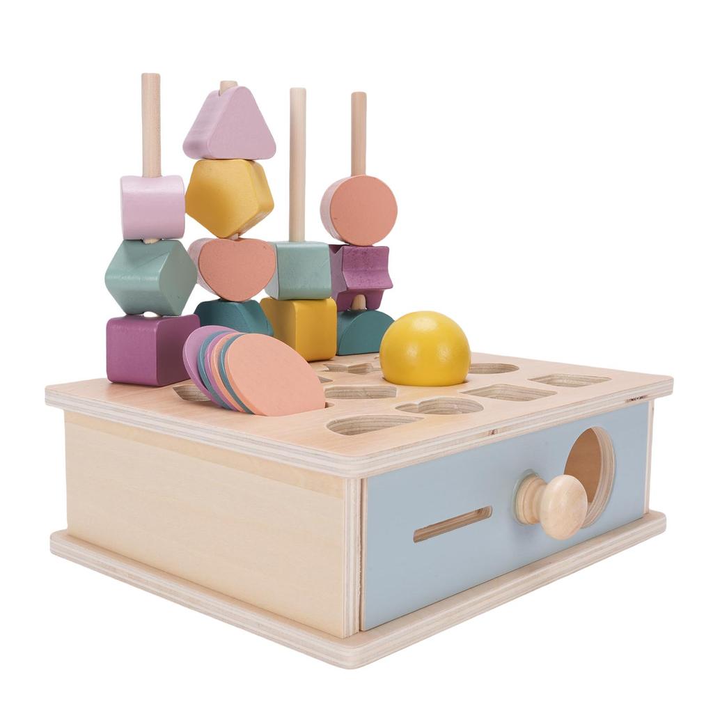 Drewniane Zabawki do Sortowania Kolorów i Układania w Stos Wczesna Nauka Koraliki do Nawlekania Zestaw do Sekwencjonowania dla Maluchów