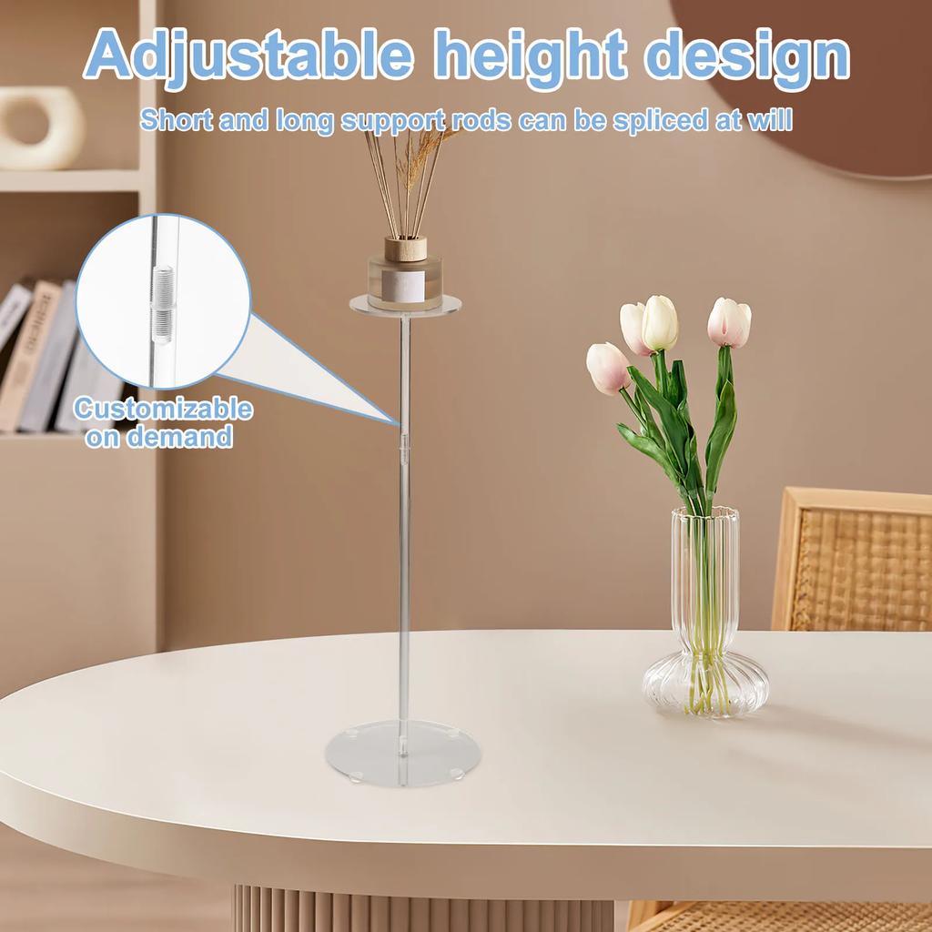 2Pcs Adjustable Acrylic Hat Stand Wig Display Rack Round Clear Multi-purpose Storage Shelf for Jewelry Watch Display Riser