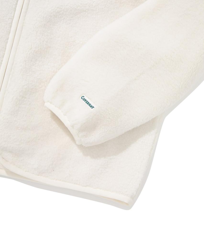 COVERNAT C Logo Collarless Sherpa Jacket Ivory