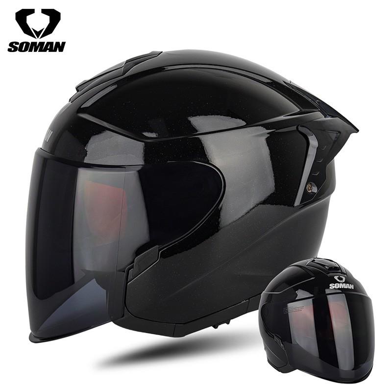 SOMAN SM523 Flip-Up Motorcycle Helmet Men Women Dual Lens Half All Season ABS Safety Certified