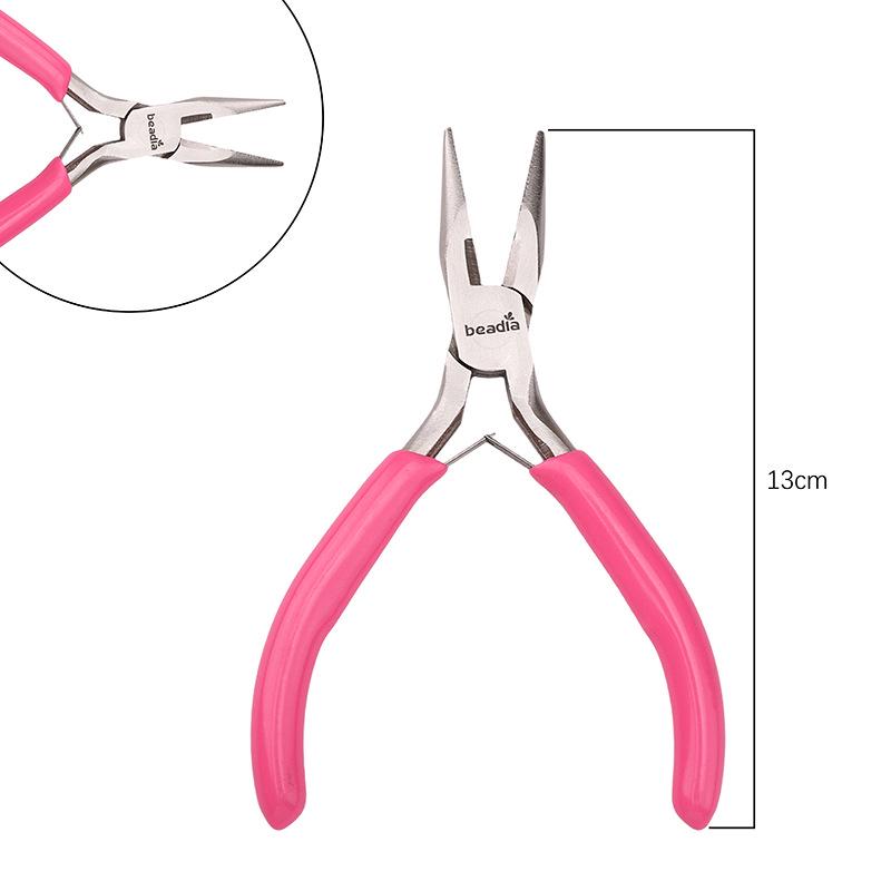 "Handmade Pink Needle-Nose Pliers: Multi-Function Jewelry Tool for Beading and Winding"