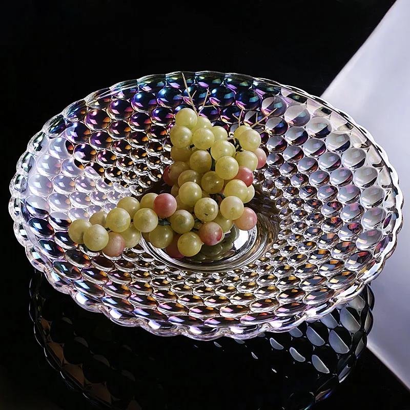 Högklassig ljus lyx europeisk stil hushållskristallglas fruktskål stor fruktskål kontor inflyttningsfest