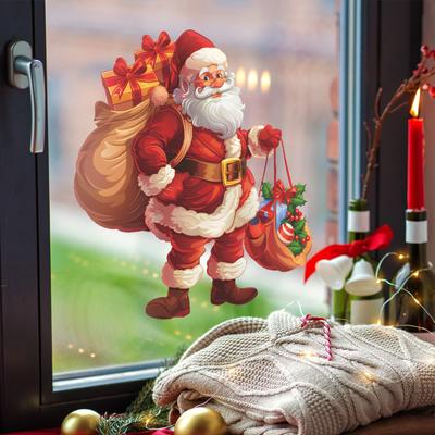 Christmas Wall Decals Peel And Stick 3D Wall Breaking Cute Wall Stickers Removable Winter Xmas Decor For Refrigerator Bedroom Living Room Home Chris
