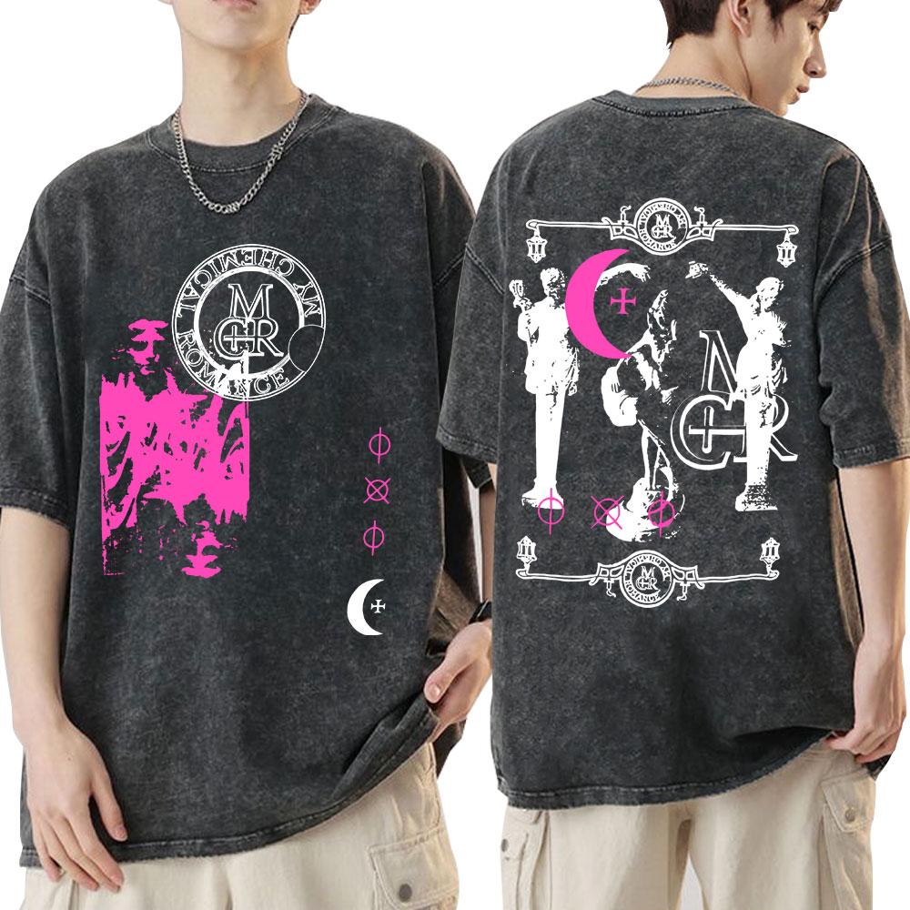 Koszulka Vintage Washed Zespół Rockowy My Chemical Romance Three Cheers for Sweet Revenge Koszulki Gotyckie Męskie Damskie Odzież Koszulki