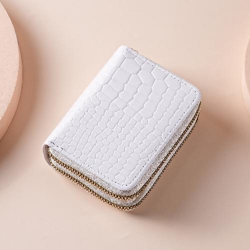 New Double Zipper Short Wallet ID Card Case Cards Wallet Diamond Patterned Embroidered Clutch Purse Women's Wallets Coin Purse