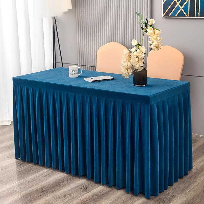 Elastic Table Cloth Hotel Conference Table Cover Meeting Room Office Flannel Rectangle Tableclover Wedding Banquet Decoration
