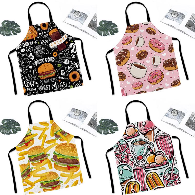 Cartoon Linen Stain-Proof Apron for Home, Parent-Child, Work & Restaurant Use