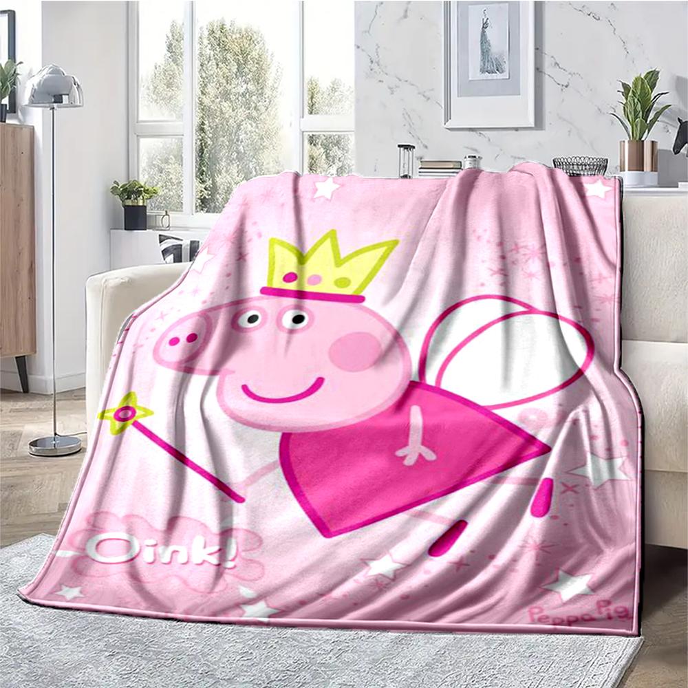 Peppa Pig Theme Printed Blanket - Perfect for Couch, Bed, Travel & Outdoor Use | Machine Washable, Cozy & Durable.