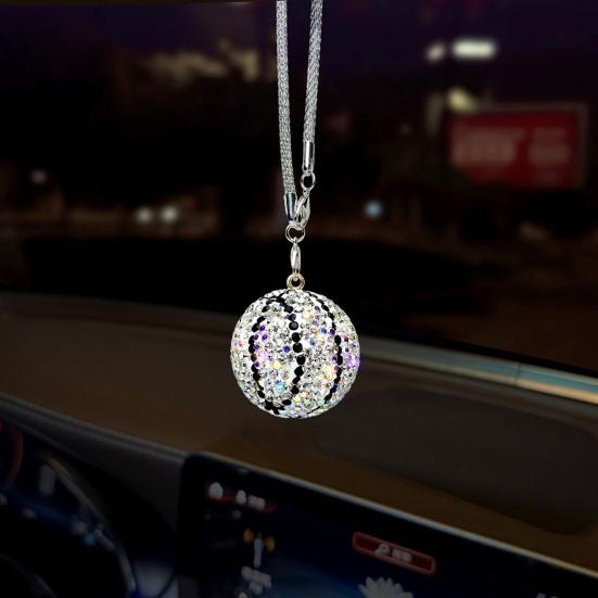 Rhinestone Basketball Car Hanging Ornament Sports Fan Pendant for Rearview Mirror Vehicle Interior Decor Unique Gift for Basketball Fans