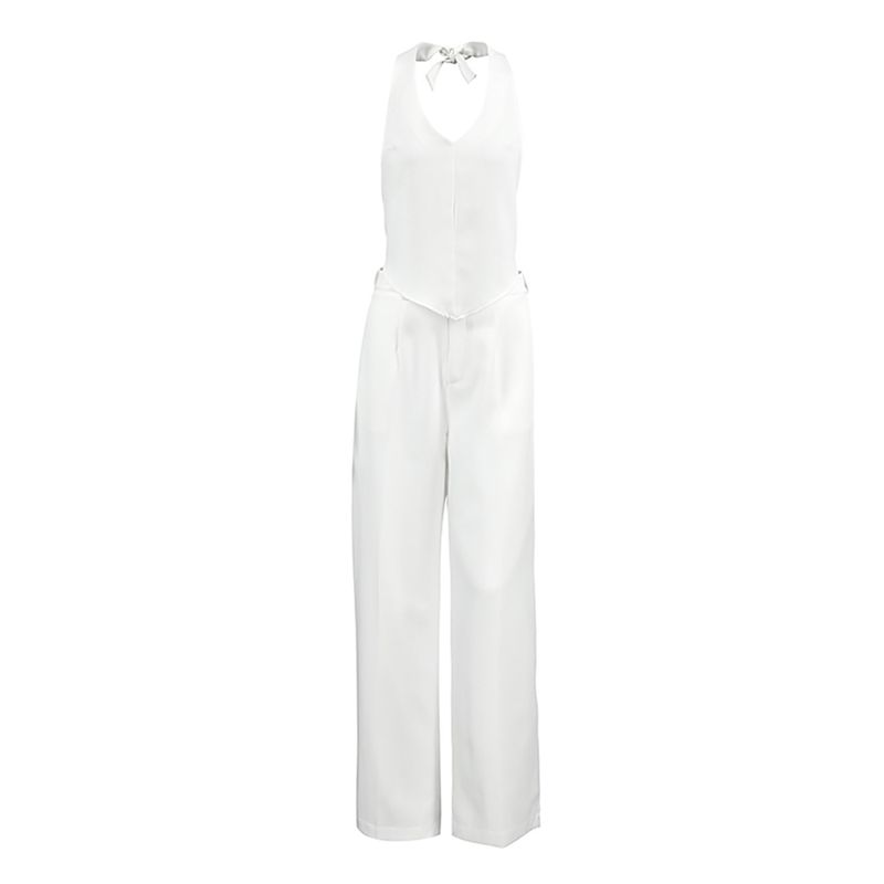 

Fashion Women s Suit Halterneck Fashion Tops Pure Color Pants 2025 Summer Casual White L (Recommendation 57.50 kg-62.50 kg