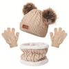 Baby Winter Knitted Hat Gloves Scarf Sets Boys Girls Warm Ear Protection Beanie Hat Gloves Knit Children'S Winter Accessories