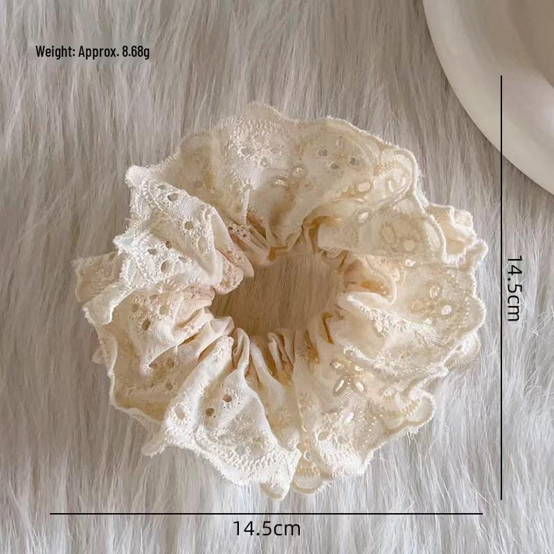 Korean Style Red & Blue Color Block Plaid Hair Tie – Cute Childlike Large Scrunchie