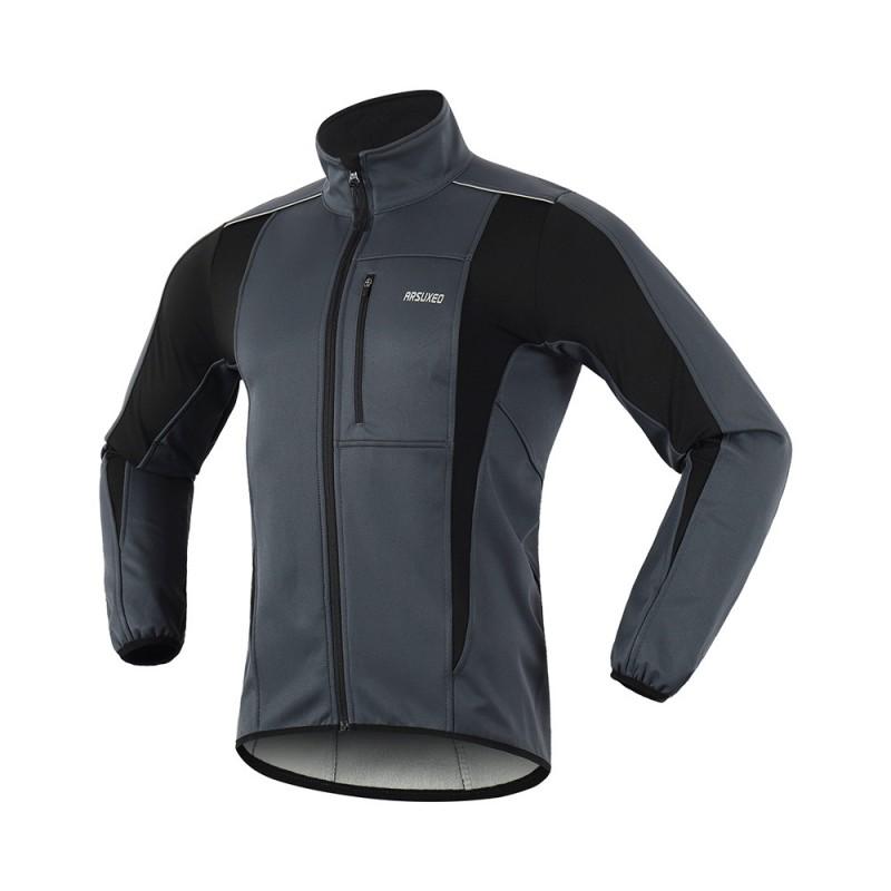 ARSUXEO Veste de cyclisme d'hiver coupe-vent doublée polaire 3 couches pour homme Vêtement d'extérieur chaud pour le sport en extérieur