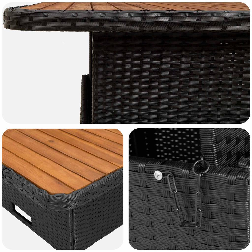 Furniture Set with Cushions 4 pcs Black and Cream PE Rattan