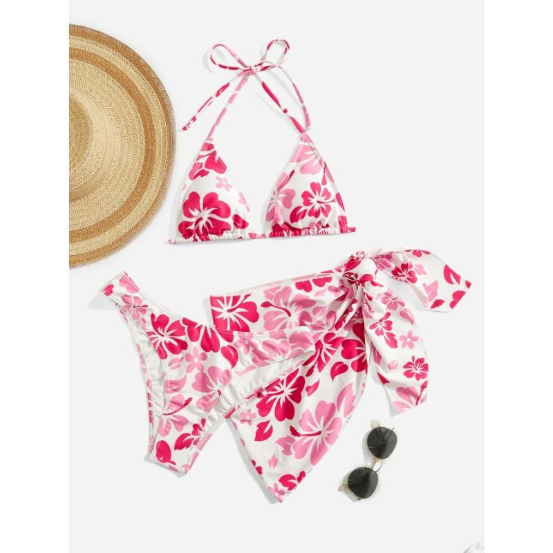 European and American Sexy Swimsuit Skirt Bikini Three-Piece Set 2025