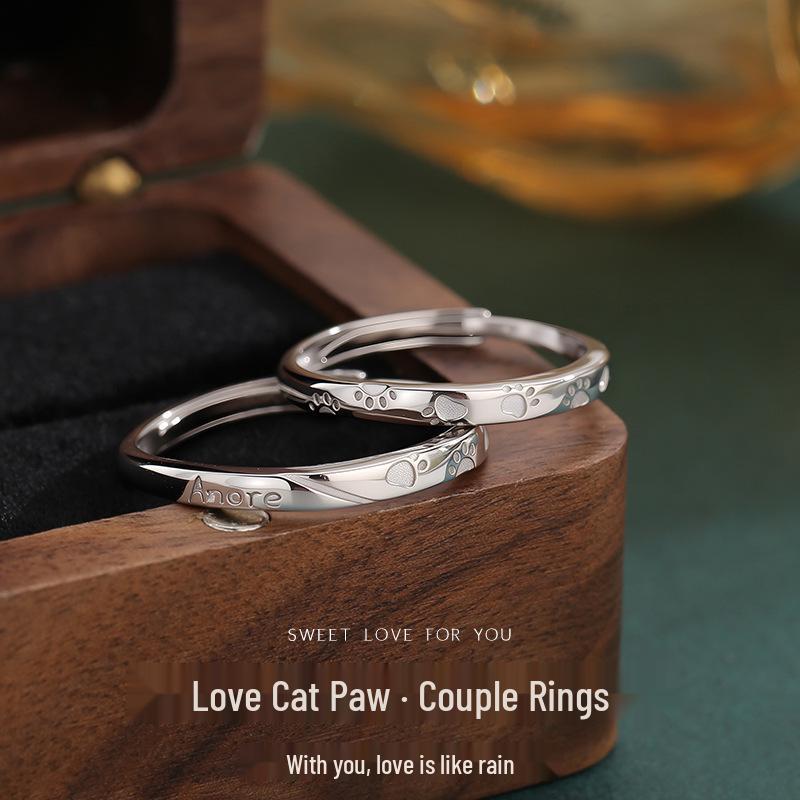 2026 Adorable Paw Couple Rings: Versatile Adjustable Pet-Inspired Gift for Valentine's Day