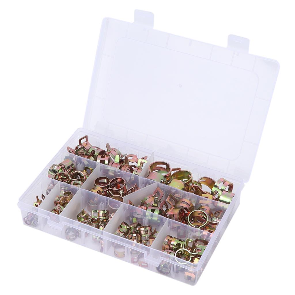 100pcs Spring Clips Clamps Assortment Kit for Air Hose Water Pipe Automotive Fuel Line