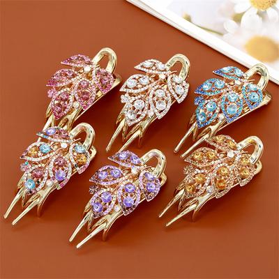 Neue koreanische Version glitzernde Kristallblume Federklemme Retro Zirkon Oberklemme Pferdeschwanz Damen Mode Haaraccessoires Geschenk