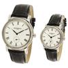 [Pierre Talamon] Men's & Women's Pair Watch Small Second Roman Index 38mm 28mm Black Crocodile Leather Silver PT-5100H-1/PT-5100L-1 Watch