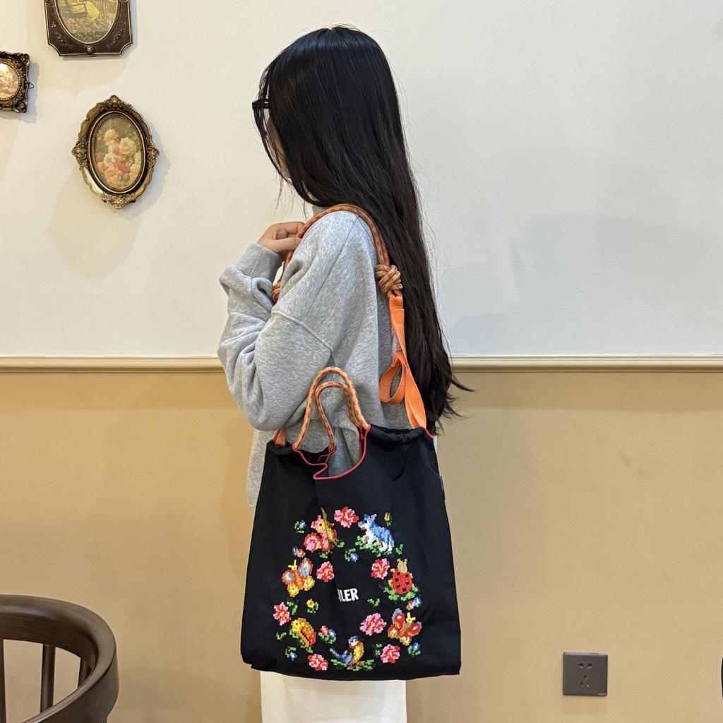 2024 Eco-Friendly Nylon Embroidered BallChain Tote: Stylish, Handheld Fashion Shopping Bag