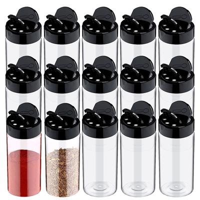 LMETJMA Clear Plastic Spice Jar with Shaker Lids Kitchen Seasoning Containers for Kitchen Storing Spice Powders JT198