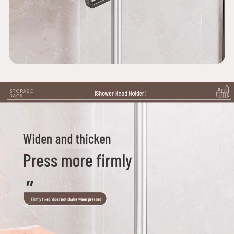 Universal No-Drill Shower Head Holder & Shelf for Bathroom Rods