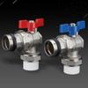 Brass Plated Angle Ball Valve for Floor Heating Manifold with PPR Single Heat Fusion Male Thread