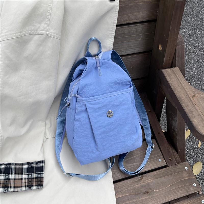 

New fashion nylon cloth lightweight messenger bag trendy cool simple travel backpack trendy multi-functional women s bag синий