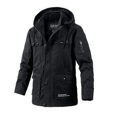 Washed Cotton Jacket Men's New Fall/Winter Slim Trendy Workwear Fleece-lined Thickened Cotton Coat Men's Jacket