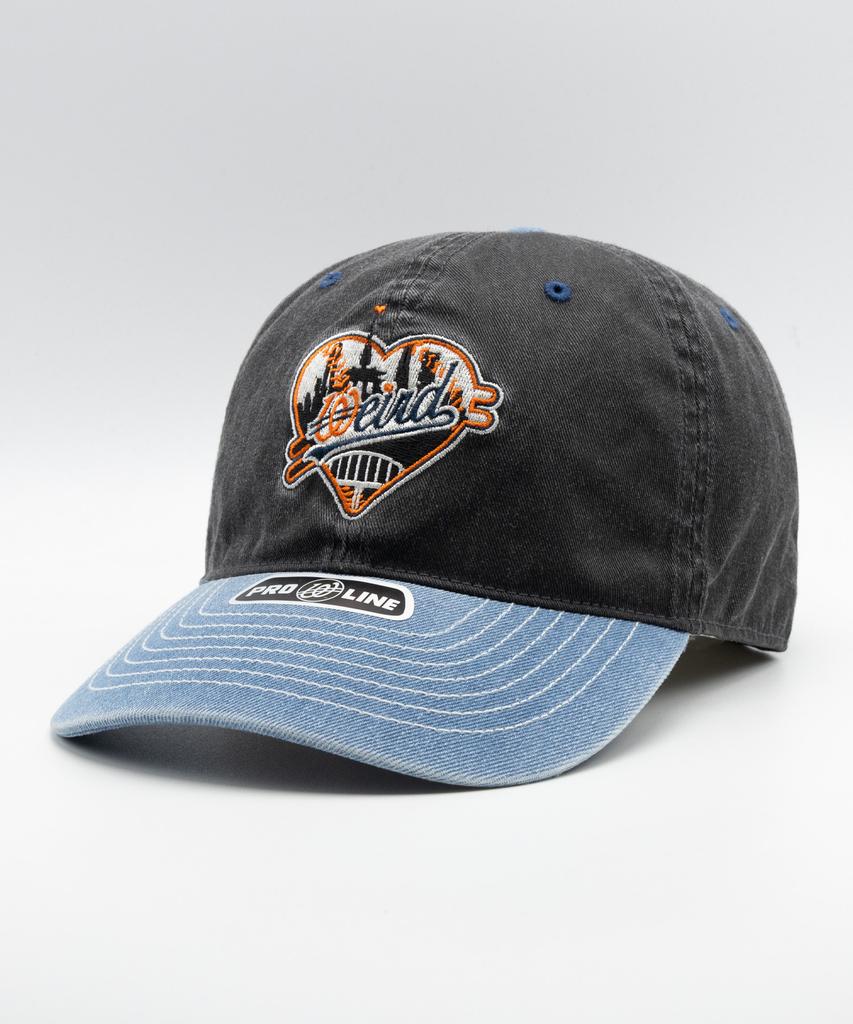 Wieoldeuwoldeu Heart Tower Pigment Color Block Ball Cap Gray