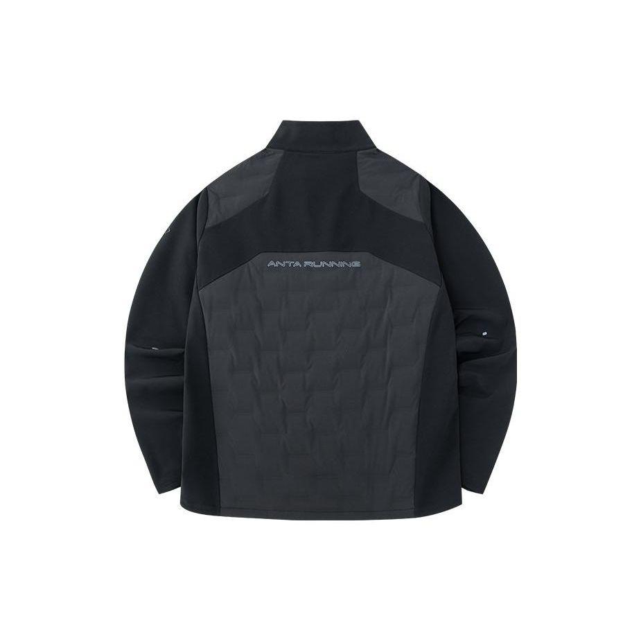 Anta Printed Logo Zip-Up Duck Down Warm Padded Jacket Men Jackets Black 152245608-2