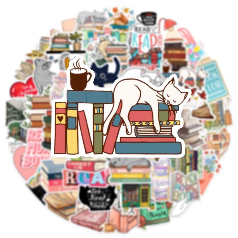 10/25/50pcs Reading Books Stickers for DIY Suitcase Water Bottle Phone Guitar Laptop Car Scrapbooking Skateboard