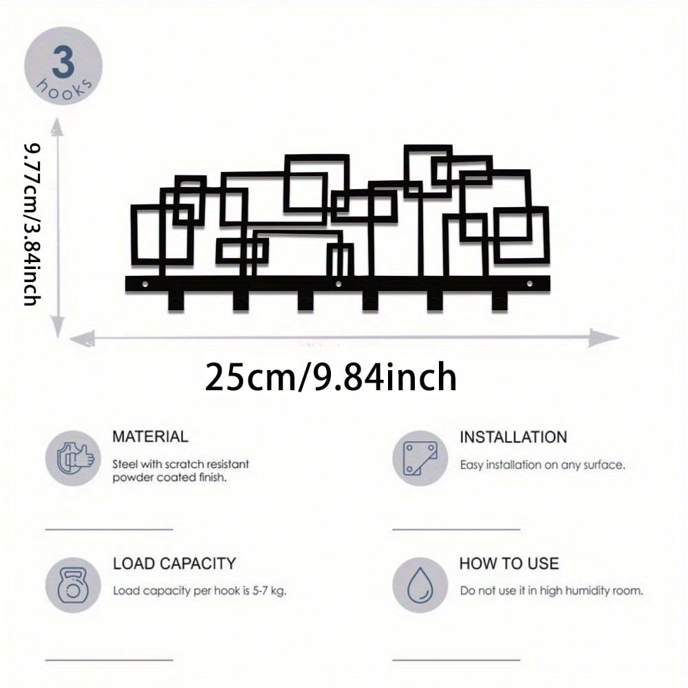 1 шт. Геометрический металлический настенный вешалка для одежды Ohrmbya с крючками, стильный стальной кронштейн-вешалка, легко устанавливается, идеальный подарок при заселении TY10211-01