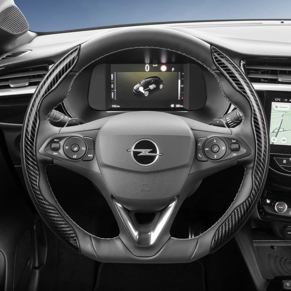 Geeignet für Opel Carbonfaser-Textur Lenkradabdeckung mit segmentiertem Schnellverschluss-Design, Langlebig, für Modelle wie Corsa, Mokka, Astra